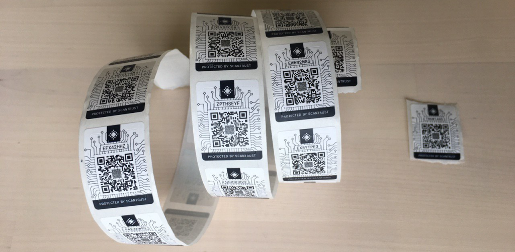 ScanTrust QR codes which are attached to physical items.